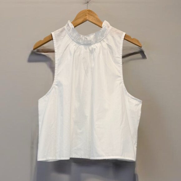 NWT Anthropologie Maeve Poplin Ruffle-Neck Cotton Halter Tank - Picture 4 of 5